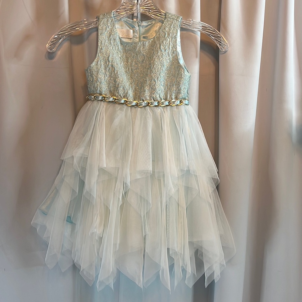 American Princess Girls’ Sleeveless Embellished Waist Jacquard Dress Size 4T